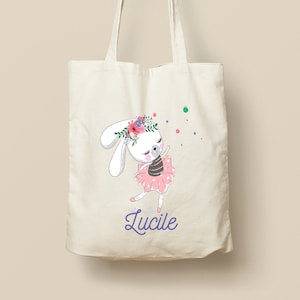 Tote Bag en Coton Personnalisable - Cadeau Unique, Éco-Friendly et Réutilisable, Modèle Lapin Ballerine