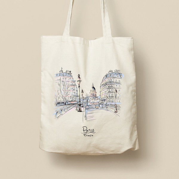 Tote Bag en Coton Personnalisable - Cadeau Unique, Éco-Friendly et Réutilisable, Modèle Paris s'éveille