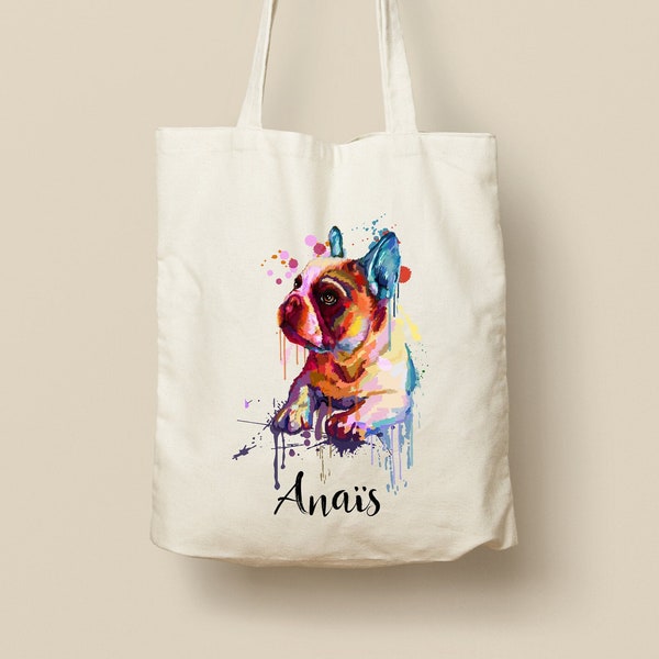 Tote Bag en Coton Personnalisable - Cadeau Unique, Éco-Friendly et Réutilisable, Modèle Bulldog Français