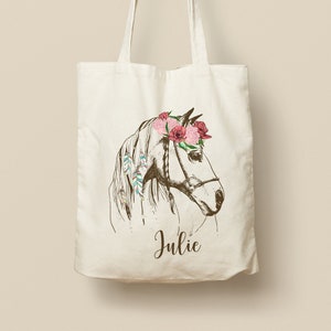 Customizable Cotton Tote Bag - Unique Gift, Eco-Friendly and Reusable, Boho Horse Model