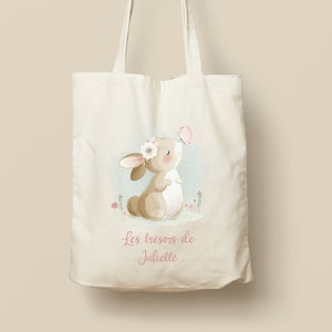 Tote Bag en Coton Personnalisable - Cadeau Unique, Éco-Friendly et Réutilisable, Modèle Lapin papillon
