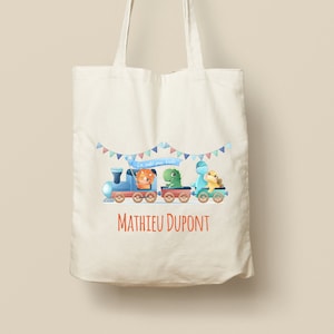 Tote Bag en Coton Personnalisable - Cadeau Unique, Éco-Friendly et Réutilisable, Modèle Dino Train