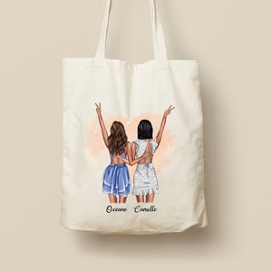 Tote Bag en Coton Personnalisable - Cadeau Unique, Éco-Friendly et Réutilisable, Modèle Meilleures amies Robes