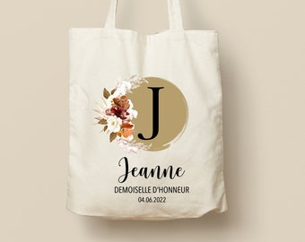Tote Bag en Coton Personnalisable - Cadeau Unique, Éco-Friendly et Réutilisable, Couronne de fleurs, Modèle Terracotta