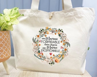 Sac En Toile De Jute Personnalisé Tarklanda - Cabas Initiale Et Fleurs, Cadeau Femme Écologique