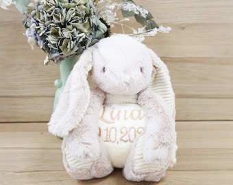 Peluche et sa couverture brodée personnalisée, Lapin et sa couverture