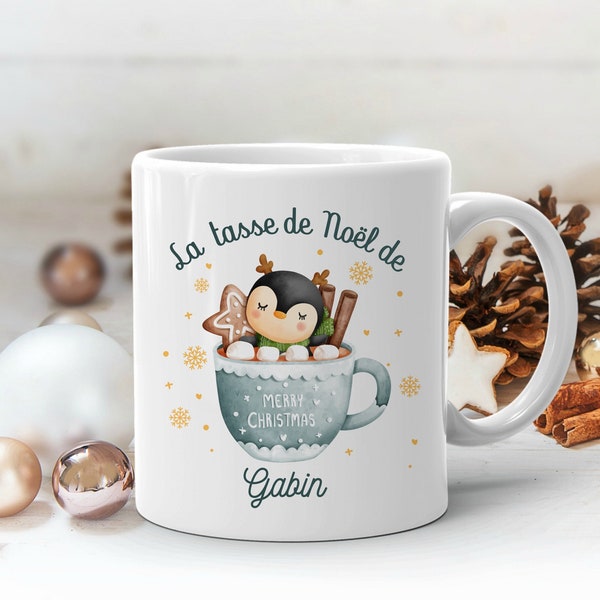 Mug personnalisé en céramique, 325 ou 430ml, Modèle Animaux de Noël