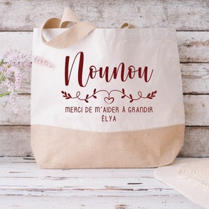 Large Personalized Cotton and Jute Bag, Gift for Mom, Teacher, Nanny... to personalize. 7 colors to choose from Naturel