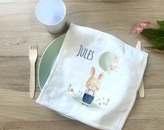 Personalized napkin for children in kindergarten + Storage pouch, School bunny model