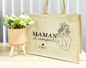 Sac en toile de jute personnalisé, Maman d'amour