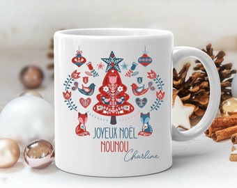 Mug personnalisé en céramique, 325 ou 430ml, Noël tradition scandinave