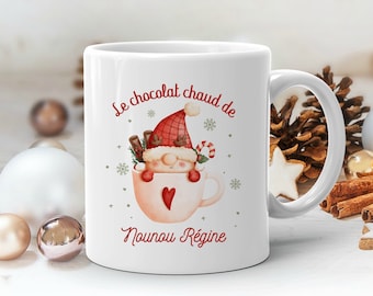 Mug personnalisé en céramique, 325 ou 430ml, Modèle Gnome de Noël