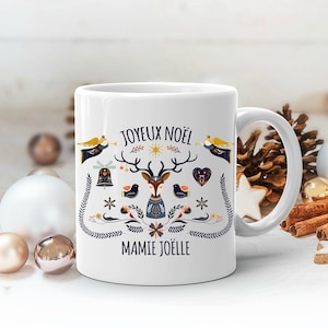 Personalized ceramic mug, 325 or 430ml, Scandinavian Christmas