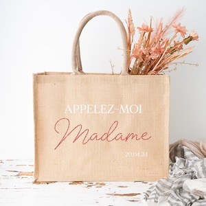 Sac en toile de jute personnalisé, Madame image 1