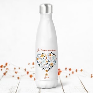 Personalized insulated bottle or can, Heart in flowers image 1