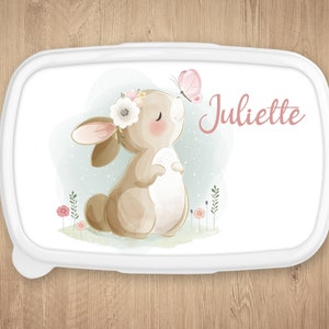 Boîte à repas personnalisée, Modèle Lapin et Papillon image 1