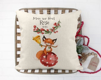 Coussin de Noël personnalisé, Bébé renard