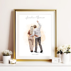Póster de retrato de pareja personalizado, pareja de pie