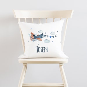 Coussin personnalisé, Deux tissus au choix, Avion image 1