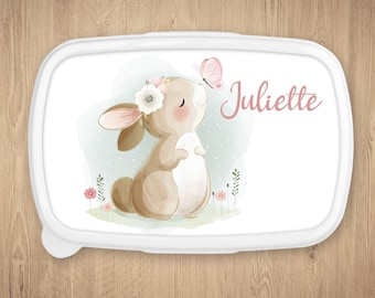 Boîte à repas personnalisée, Modèle Lapin et Papillon