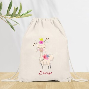 Sac à dos Personnalisé pour Maternelle, sac à doudou, affaires d'école ou sport, Modèle Lama