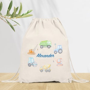Sac à dos Personnalisé pour Maternelle, sac à doudou, affaires d'école ou sport, Modèle Engins de chantier