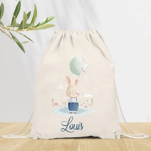 Sac à dos Personnalisé pour Maternelle, sac à doudou, affaires d'école ou sport, Modèle Lapin écolier