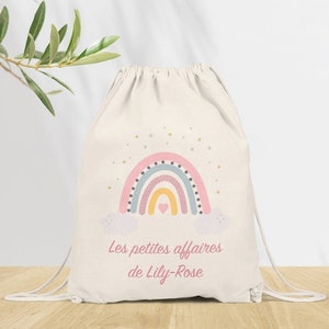 Sac à dos Personnalisé pour Maternelle, sac à doudou, affaires d'école ou sport, Modèle Arc en ciel