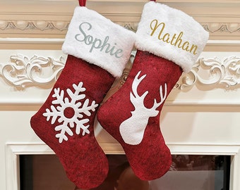 Bas de No/ël Sac Cadeau 4pcs Chaussette De Noel Artisanat de couture pour les enfants,Arbre de No/ël//renne//p/ère No/ël//bonhomme de neige Bas de No/ël Set Kit de couture en feutre bricolage pour filles