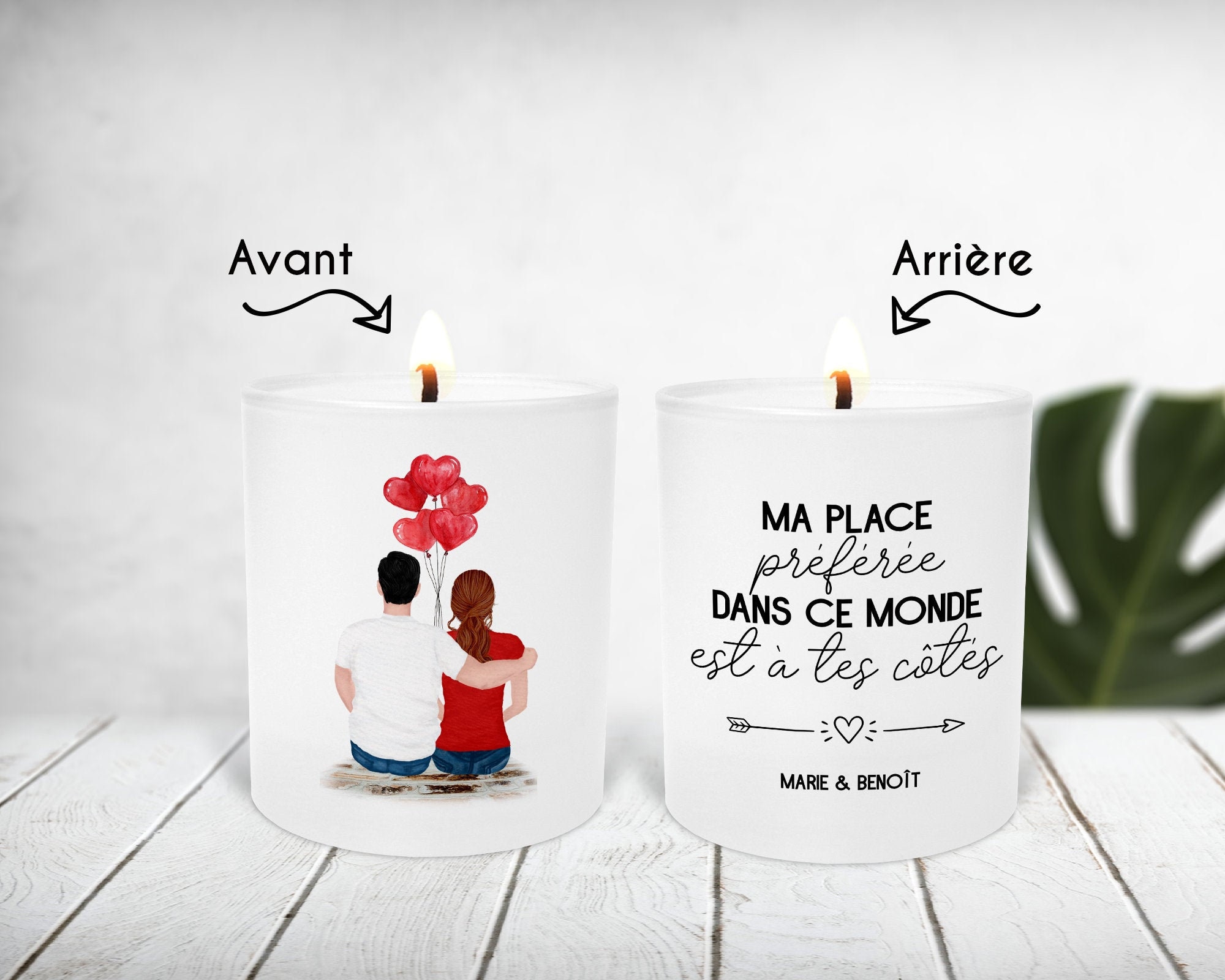 Bougie Personnalisée Recto Verso, Couple Personnalisé