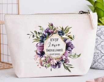 Grande Trousse personnalisée, Couronne de fleurs, Modèle fleurs Violettes