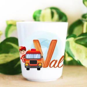Personalized children&#39;s plastic cup, Firefighter or Police Alpha model