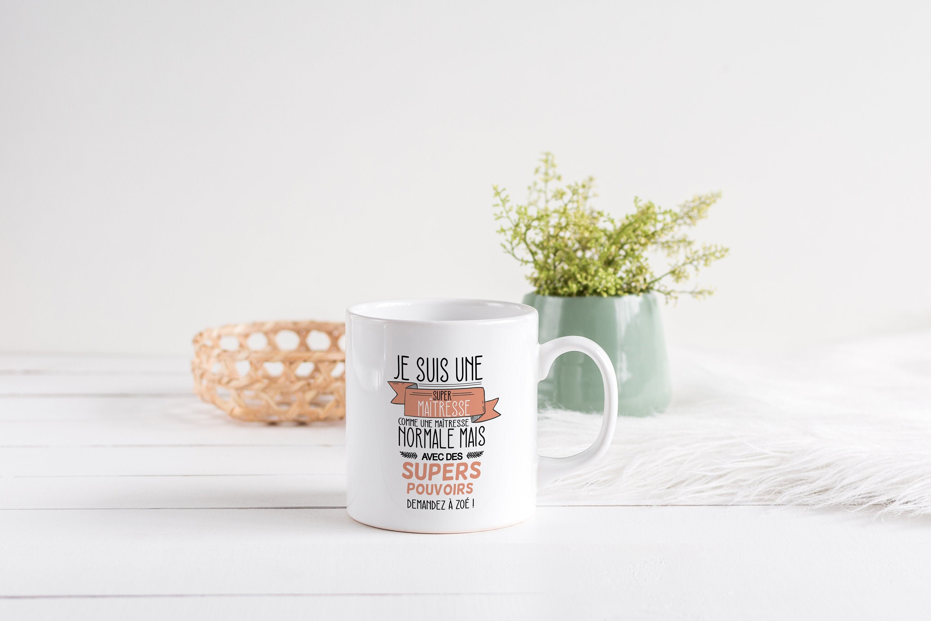 Mug Personnalisé Céramique, 325 ou 430Ml, Maîtresse-Atsem-Nounou... Super Pouvoir