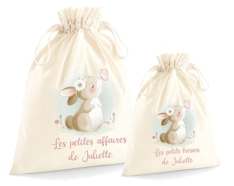 Bolsa personalizada para niños, bolsa de repuesto, almacenamiento, modelo Conejo y mariposa