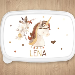 Boîte à repas personnalisée, Modèle Licorne Boho image 1