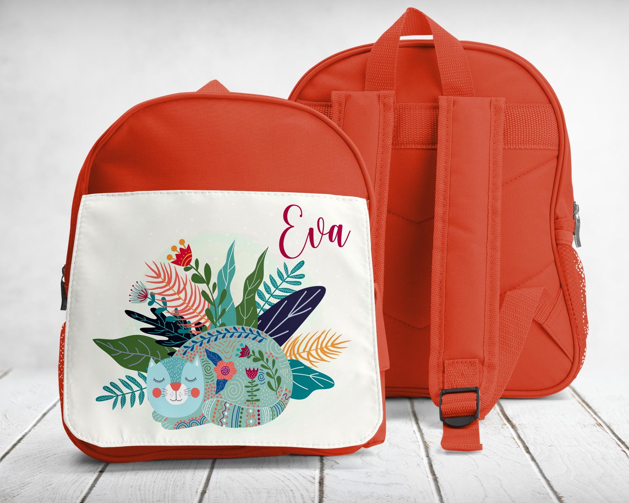 Cartable sac a dos maternelle sport a personnaliser Chat et fleurs Etsy France