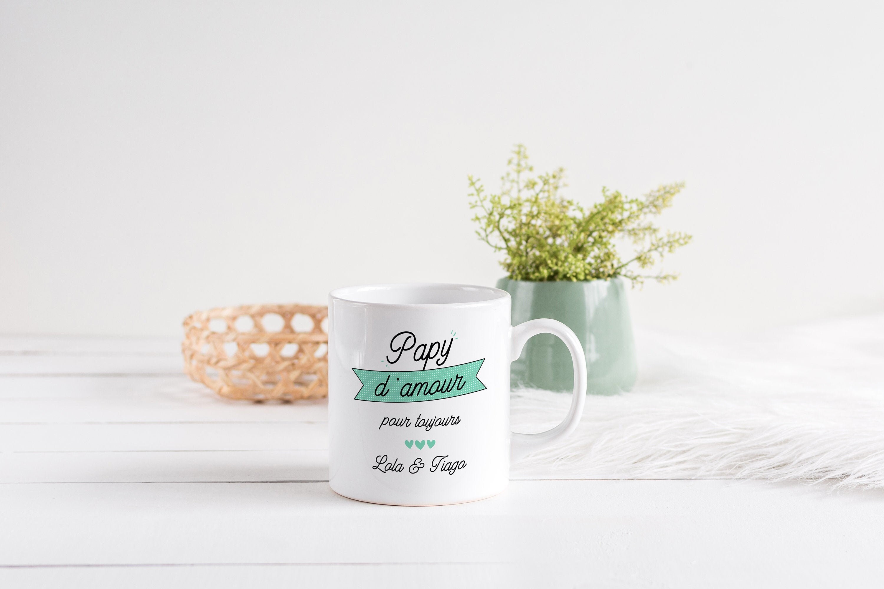 Mug Personnalisé Céramique, 325 ou 430Ml, Super Papa -Papy - Parrain - Beau Père, Tonton...