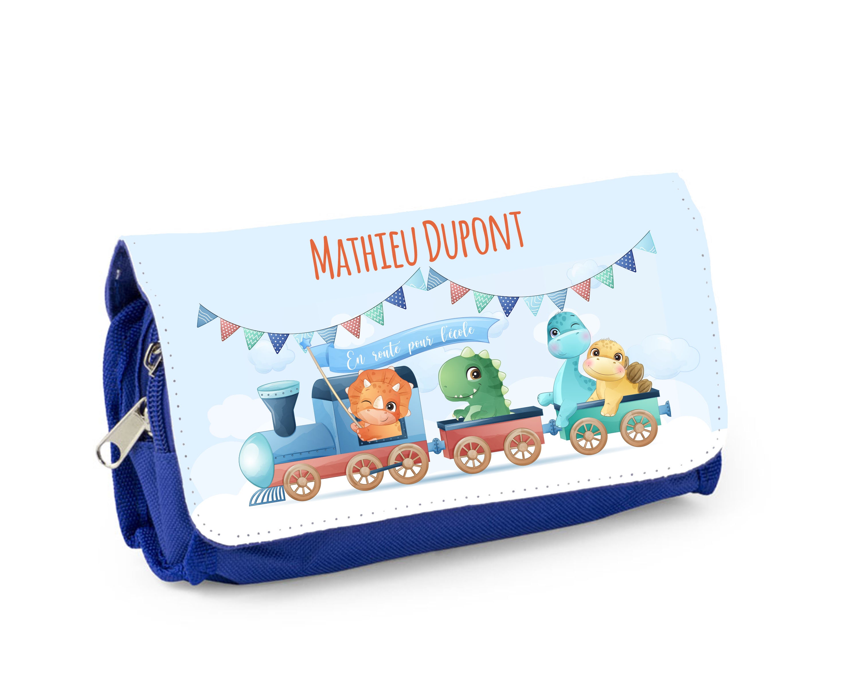 Trousse d'école Personnalisée, Bleu ou Rose, Dino Train