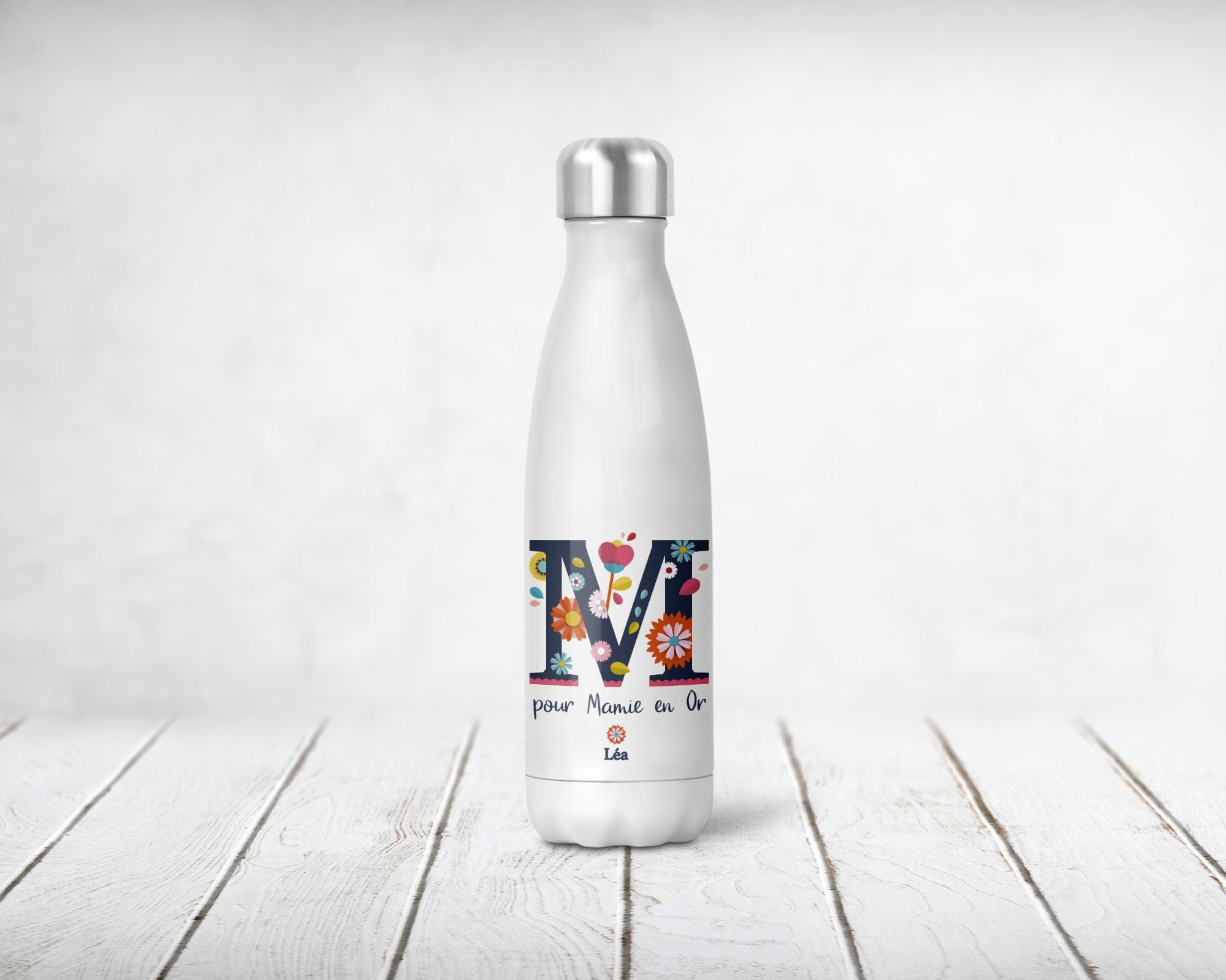 Bouteille Isotherme Personnalisée, M Pour Maman, Maîtresse, Merci...