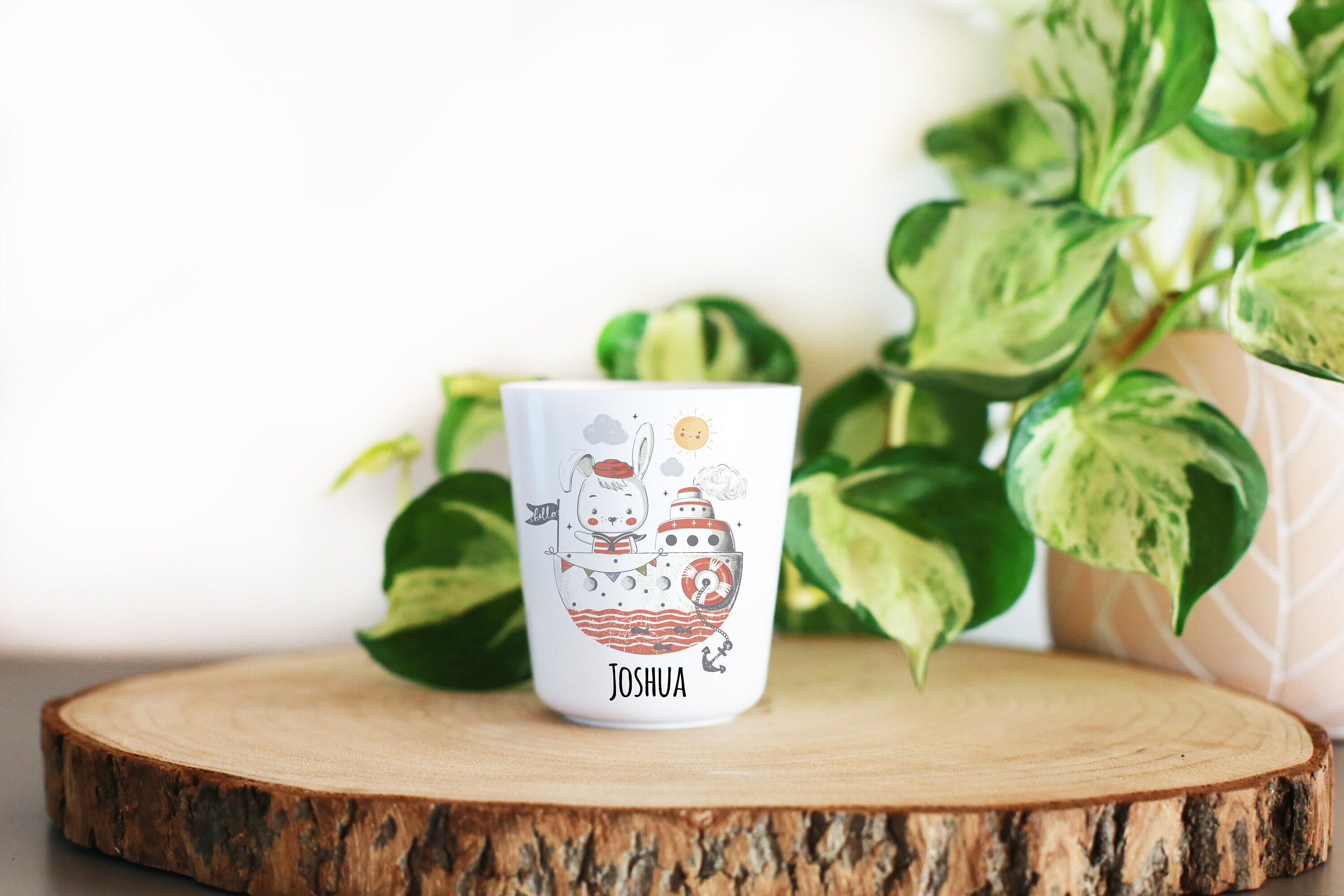 Gobelet Plastique Enfant Personnalisé, Lapin Marin