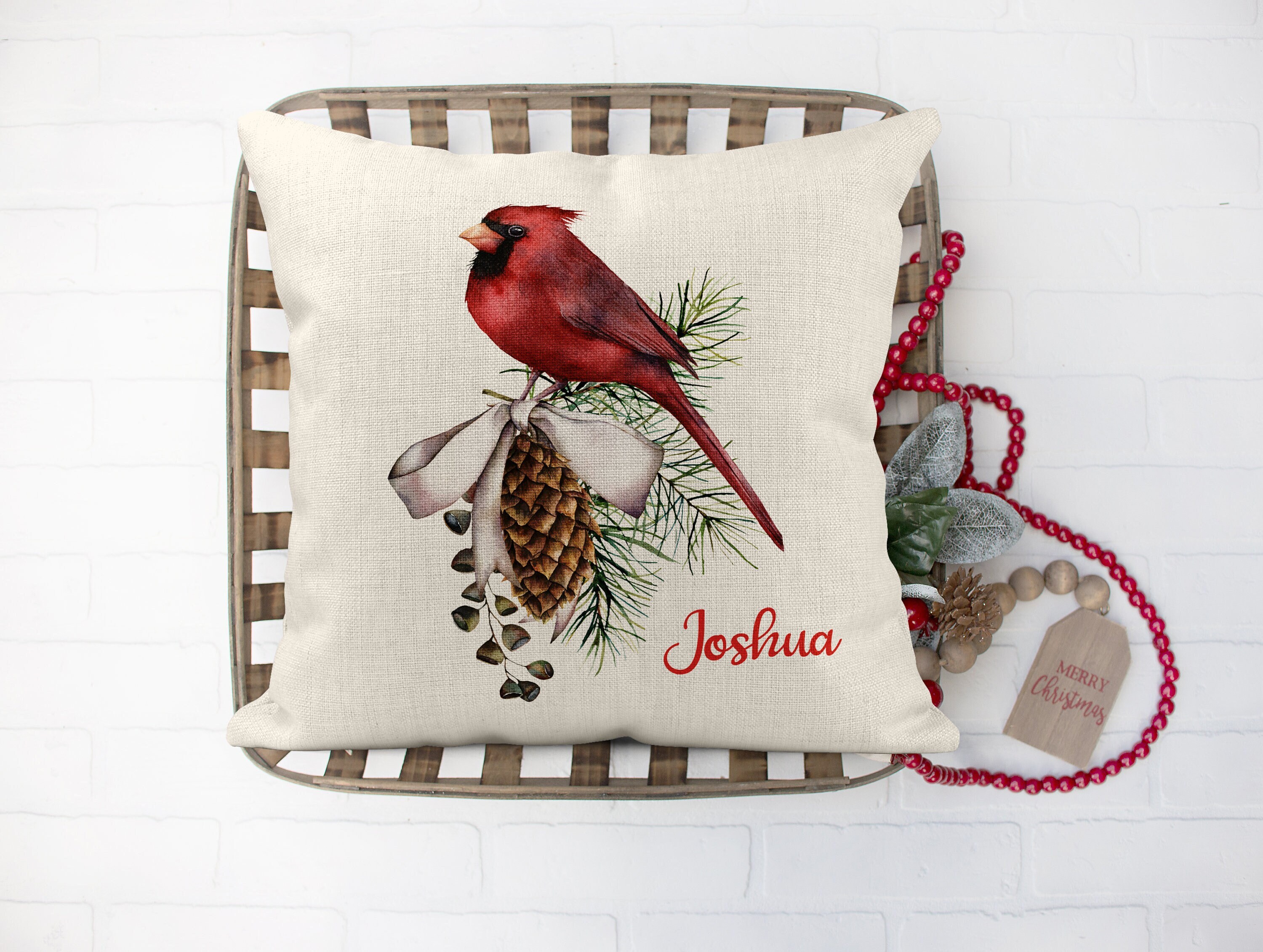 Coussin de Noël Personnalisé, Cardinal Noël