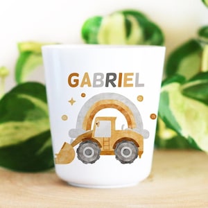 Vaso de plástico infantil personalizado, 10 vehículos a elegir