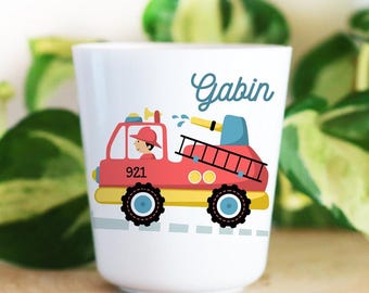 Copo plástico infantil personalizado, Caminhão de Bombeiros 01