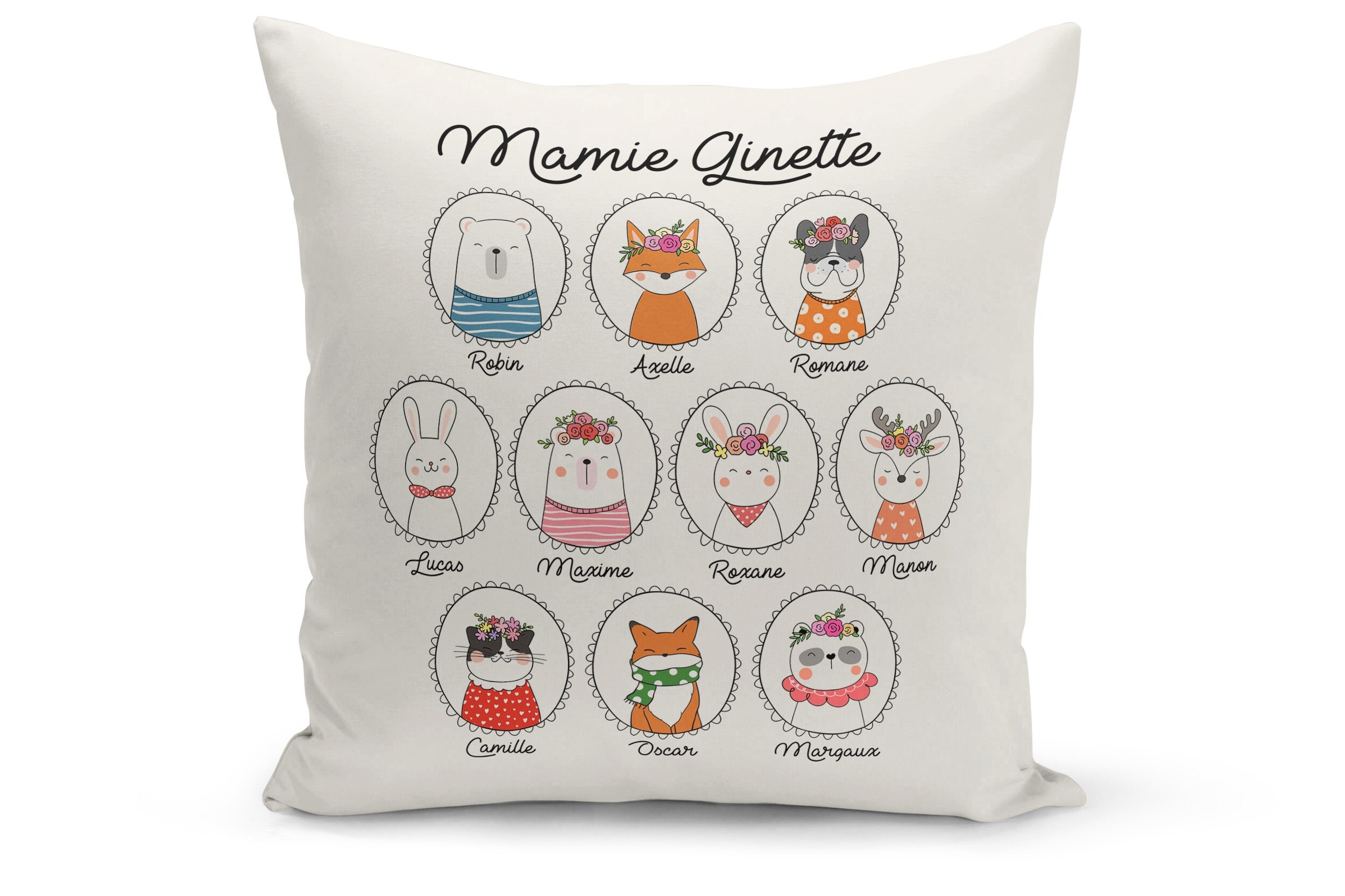 Coussin Personnalisé, Trois Tissus Au Choix, Portrait de Famille