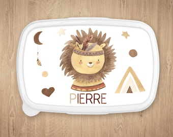 Boîte à repas personnalisée, Modèle Lion Boho