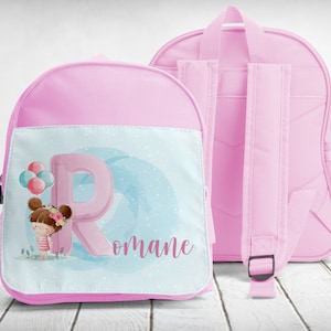 school bag, backpack, kindergarten-sport, to personalize, Little girl with balloons