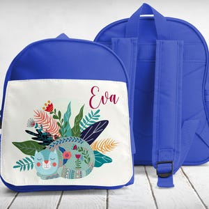 cartable, sac à dos, maternelle-sport, à personnaliser, Chat et fleurs