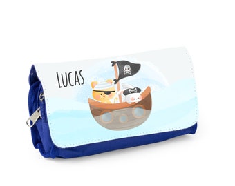 Trousse d'école personnalisée, Bleu ou rose, Petit pirate