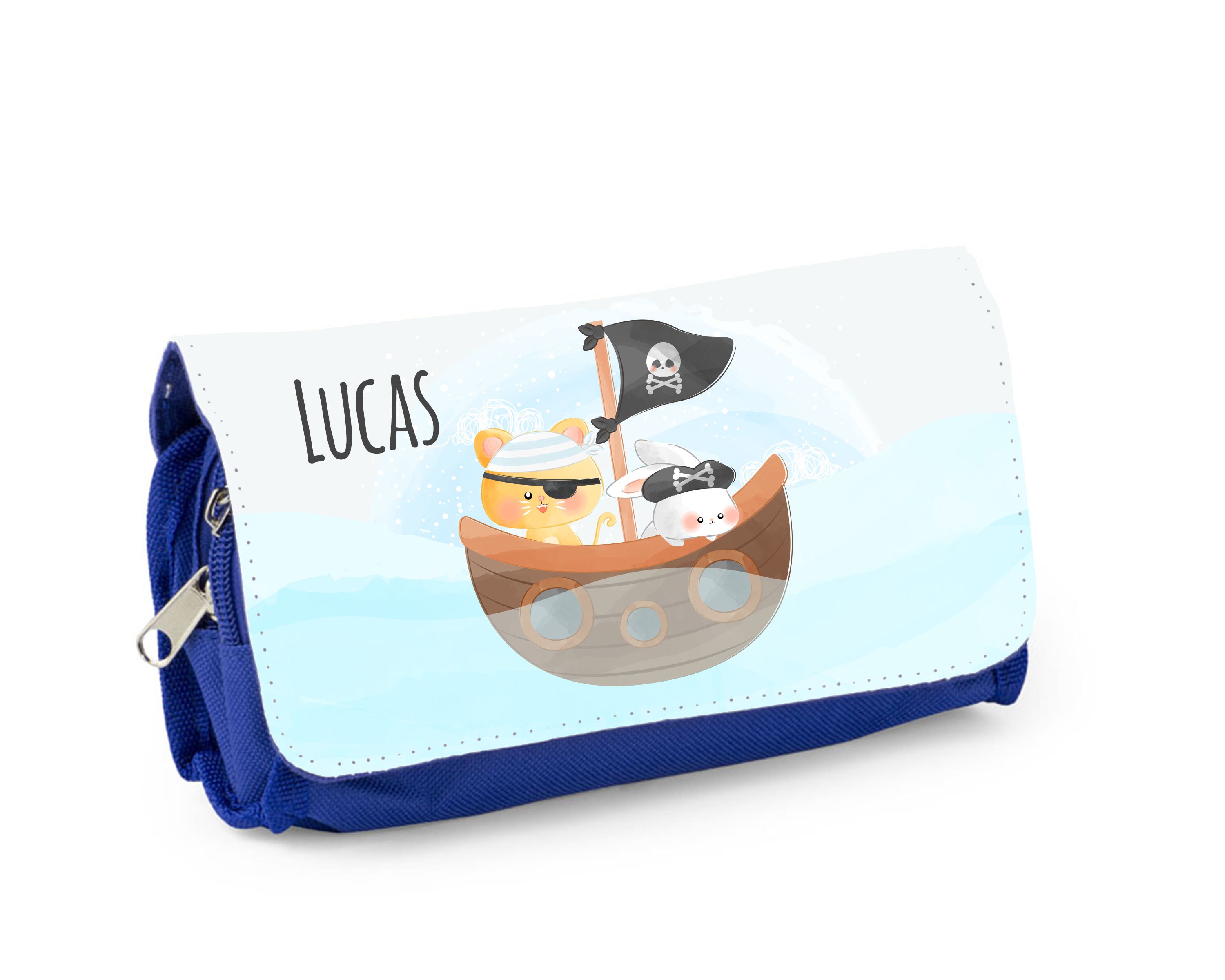 Trousse d'école Personnalisée, Bleu ou Rose, Petit Pirate