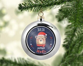 Boule de Noël personnalisée, décoration sapin à personnaliser, Ours de Noël